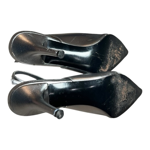 Stuart Weitzman Lace Elegant Silver Slingback Heels 8.5 Feminine Pointed Toe - Picture 5 of 10